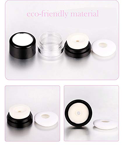 Empty Loose Powder box with Mirror Travel Portable Powder Case with Mushroom Sponge Puff DIY Cosmetic Foundation Powder Case Blusher Finishing Powder Jar Container (1pcs with 4 replacement sponges)