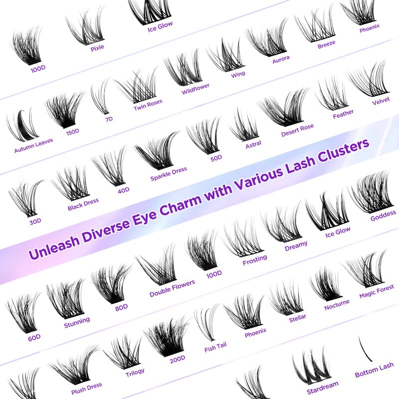 Lash Extension Kit DIY Lash Clusters Kit Eyelash Extensions Individual Lashes Extensions with (Bond,Seal,Tweezers,132Pcs,Stellar+Wing,10-16mm)