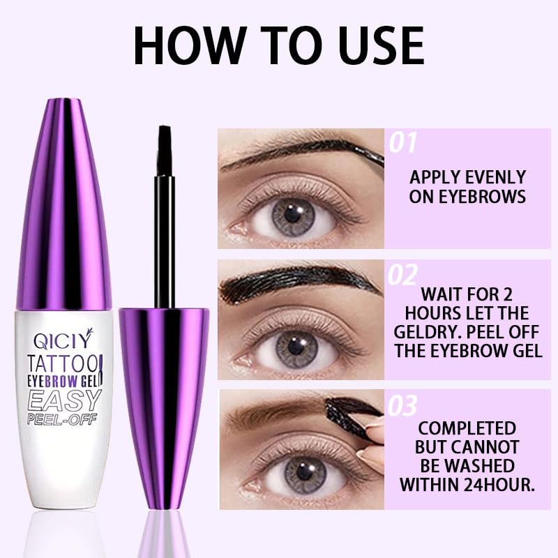 2pcs Light Brown Tattoo Eyebrow Gel Tinting, Waterproof & Transfer-proof for Fuller Brows, Suitable for All Skin Types (Light Brown, 2Pcs)