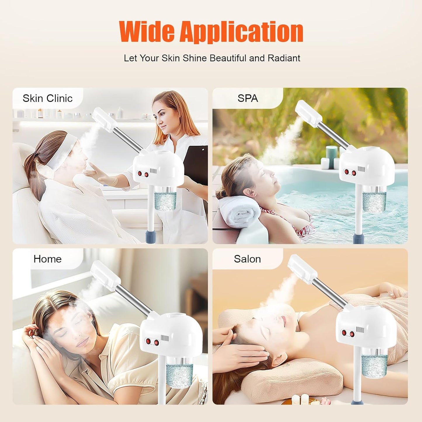 Professional Facial Steamer for Estheticians, Esthetician Facial Deep Cleaning Skin Care Equipment with Foldable Arm, Face Steamers on Wheels for Salon Beauty and Spa Shop