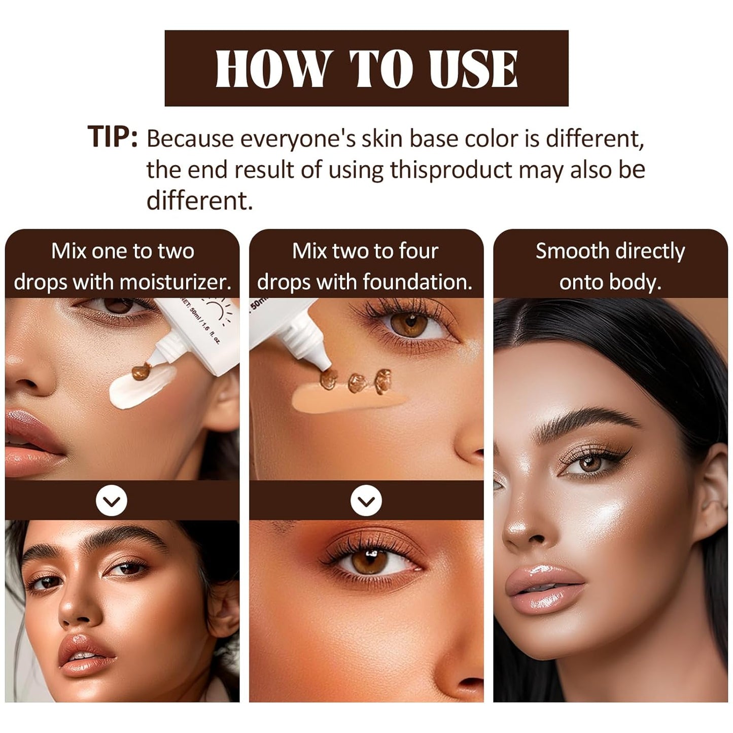 Instant Bronzing Drops, Face and Body Bronzer, Cream Liquid Bronzer Drops for Instant Tan, Bronze Drops, Blendable Lightweight Texture Bronzing Drops for Face - 02