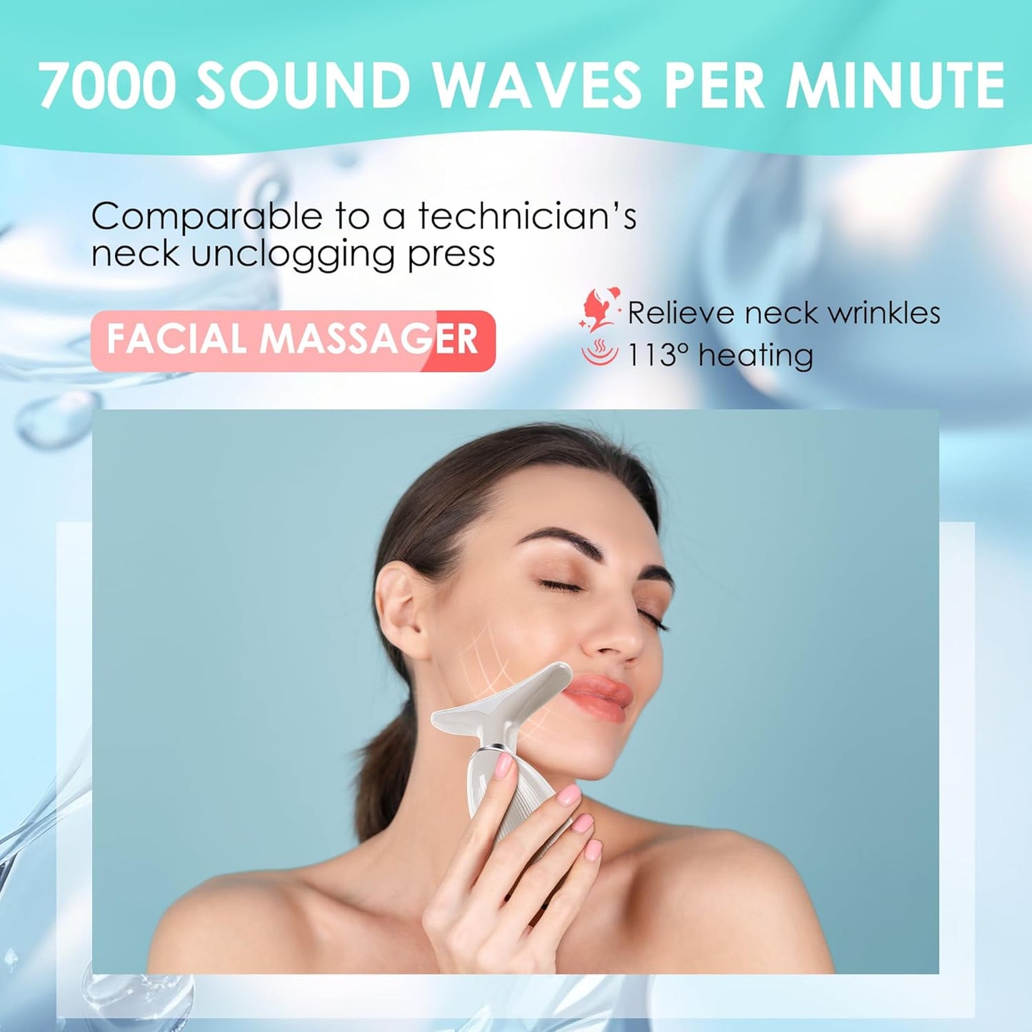 Facial Massager Red-Light-Therapy-for-Face and Neck, Face π² culpting Wand with 7 Color (Champagne)