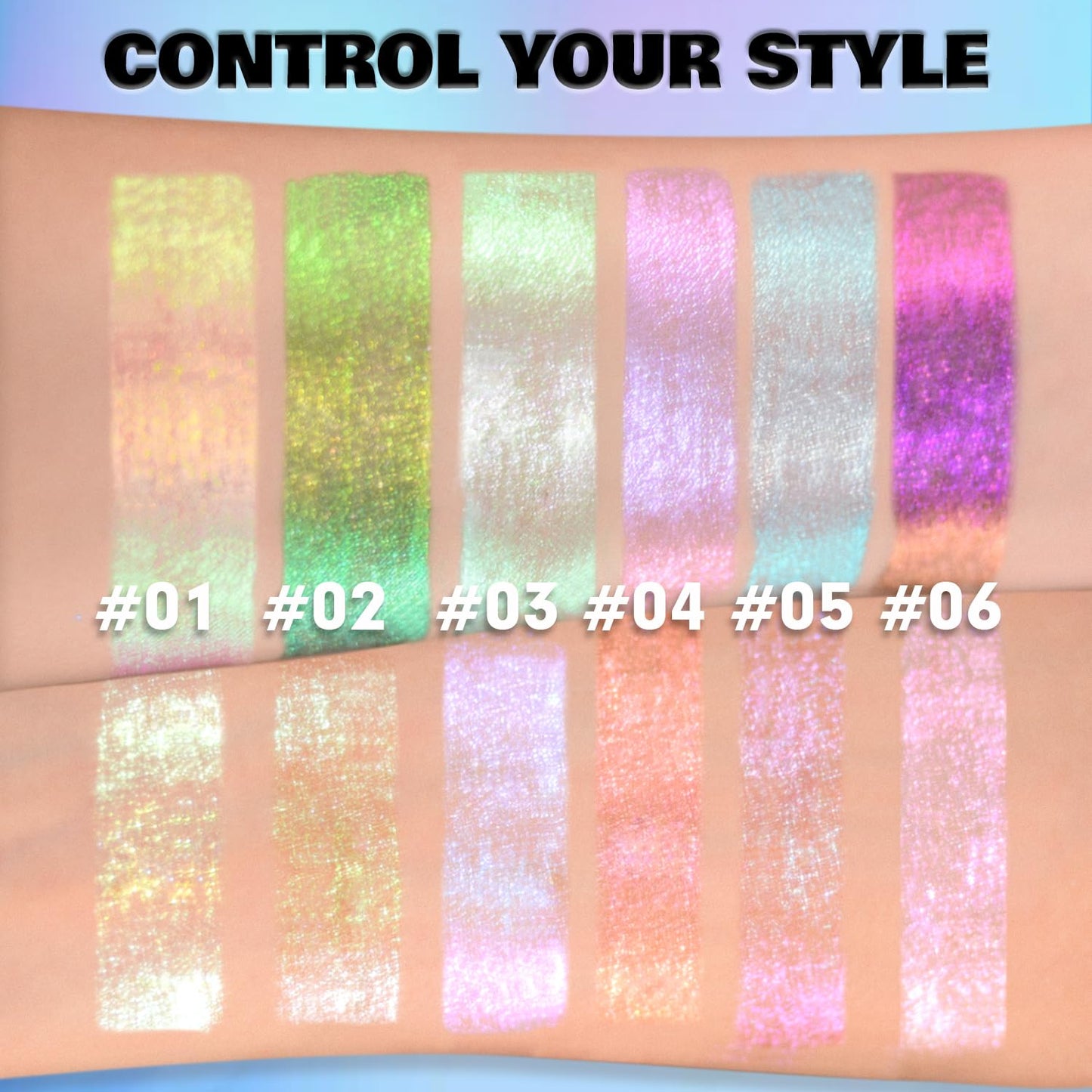 CHARMACY 2 in 1 Starlit Duochrome Liquid Eyeshadow, Glitter Sparkle Colorful Liquid Eyeliner, Quick Drying, High Pigmented, Long lasting Holographic Glitter Multichrome Eye Makeup #06