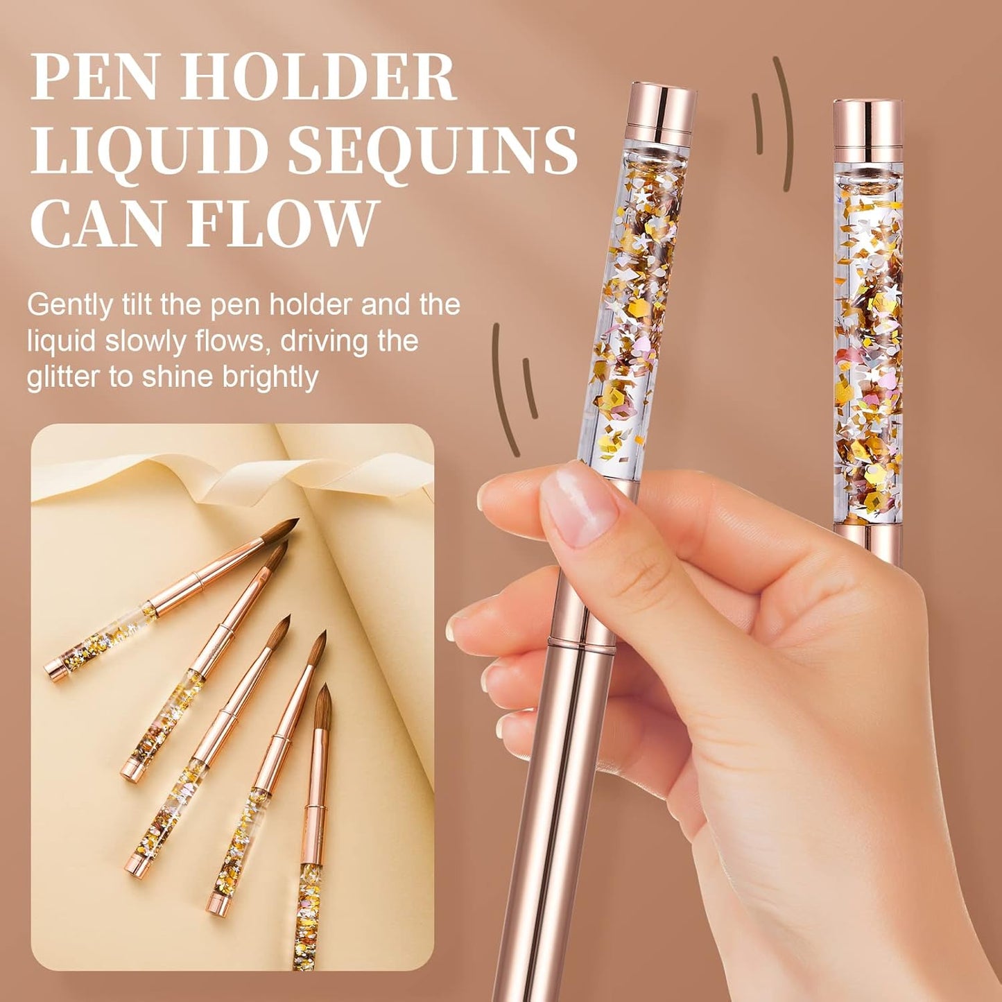 Acrylic Nail Brush Size 8,KEMEISI 100% Pure Kolinsky Nail Art Brushes Sturdy Handle Oval Shaped Acrylic Powder Nail Design Tools for Professional Manicure DIY Home Salon (Gold)
