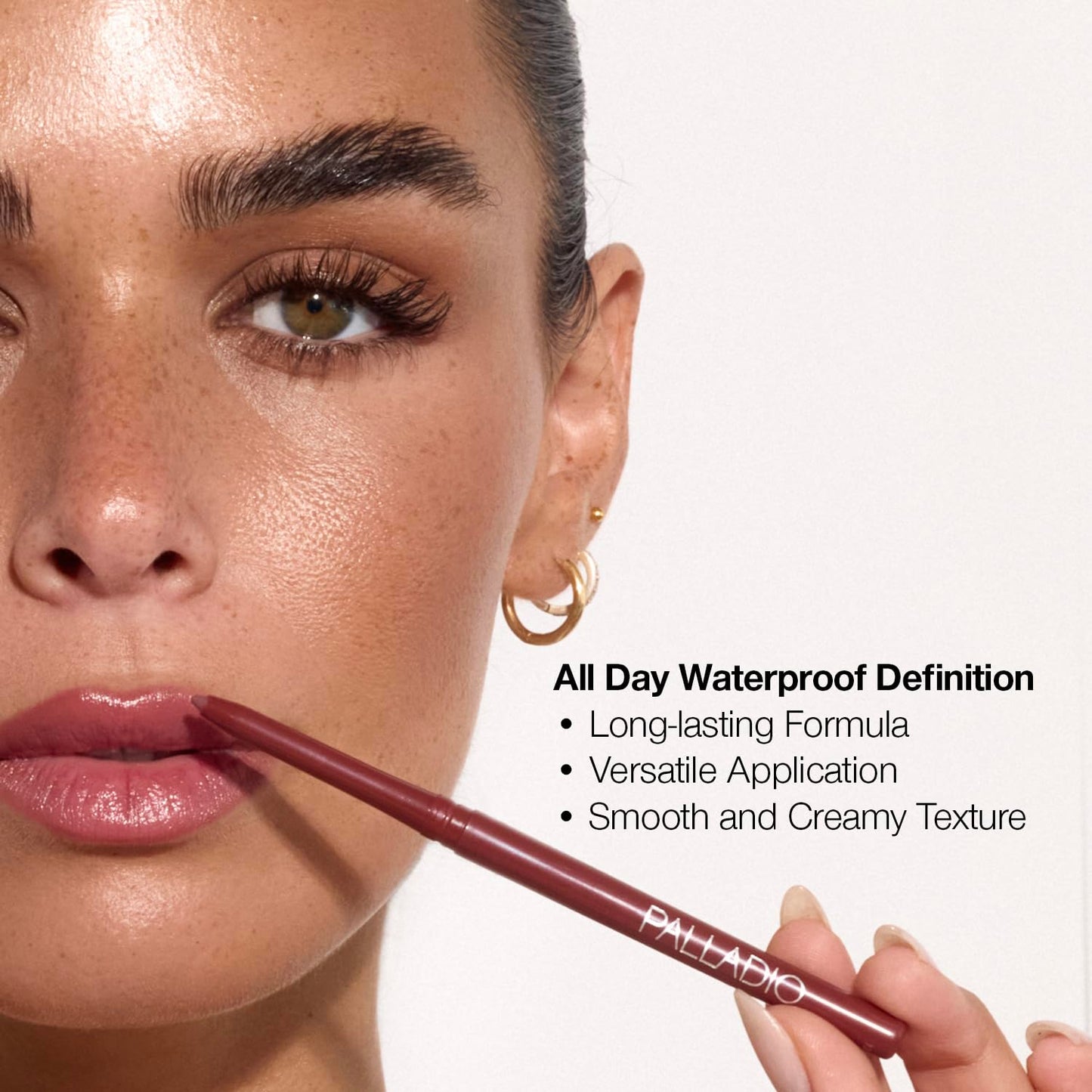 Palladio, Retractable Waterproof Lip Liner High Pigmented and Creamy Color Slim Twist Up Smudge Proof Formula with Long Lasting All Day Wear No Sharpener Required, Raspberry