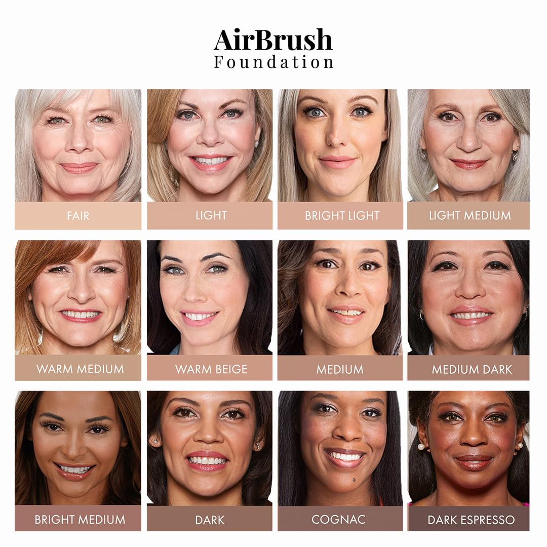 MagicMinerals AirBrush Foundation by Jerome Alexander – 2pc Set with Airbrush Foundation and Kabuki Brush - Spray Makeup with Anti-aging Ingredients for Smooth Radiant Skin - Dark Espresso