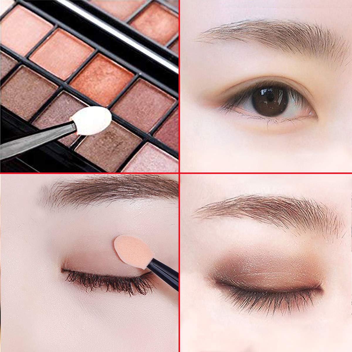 Akstore 200PCS Disposable Dual Sides Eye Shadow Sponge Applicator Eyeshadow Brushes Makeup Brush (Black)