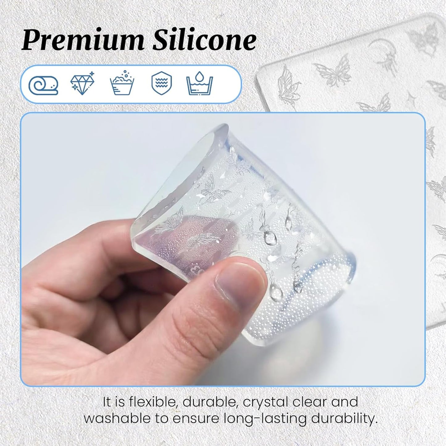 Nail Art Silicone Template, Sun and Moon Nail Decoration Silicone 3D Nail Art Carving Templates for Precise Embossed Pattern, Nail Tools Nail Charms for Acrylic Nail DIY Craft