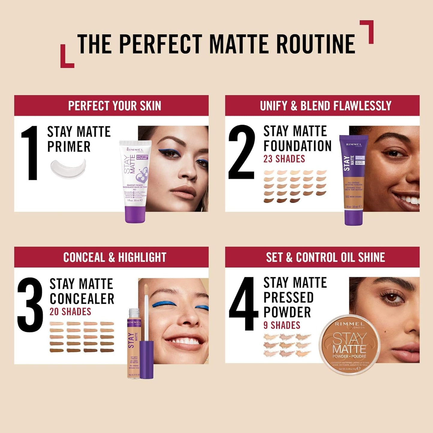 Rimmel London Stay Matte - 92 Ivory - Concealer, 24-Hour Wear, Shine Control, Fights Free Radicals, 0.23oz (Pack of 2)