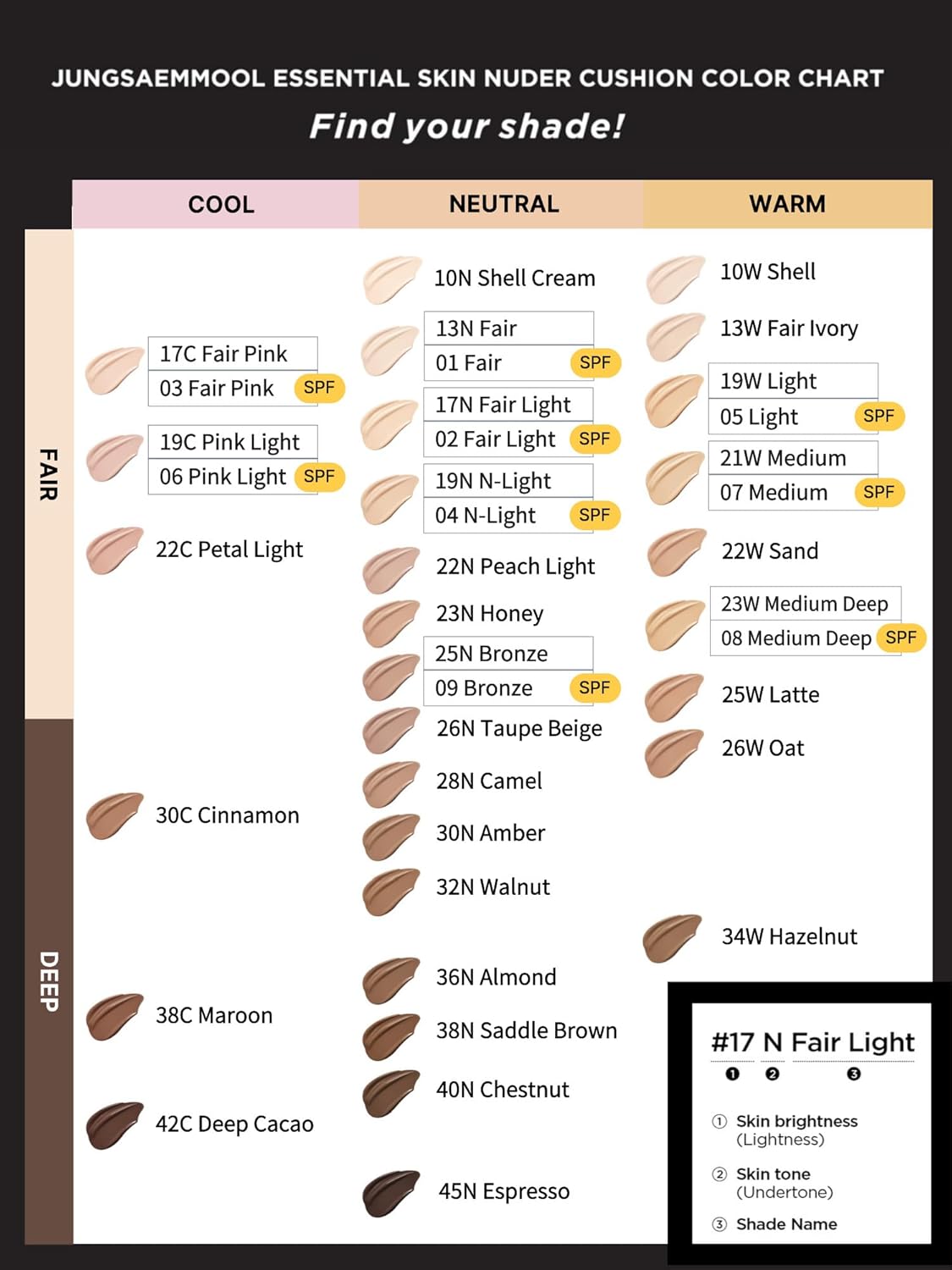 JUNG SAEM MOOL Essential Skin Nuder Cushion 30N Amber 0.49 Fl Oz, No Refill, Natural Radiant Finish Cushion Foundation with Buildable Coverage, Lightweight Texture, Korean Foundation Makeup