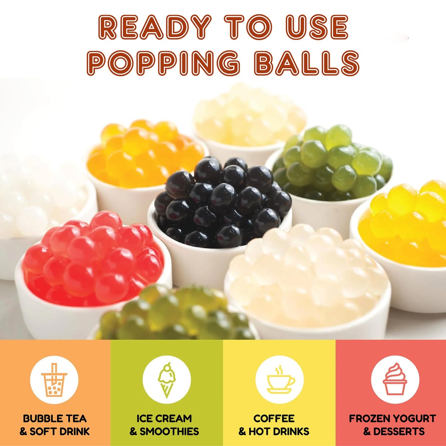 Fanale Passion Fruit Popping Boba Pearls, Vegan, Non GMO, Gluten Free, Fat Free, Perfect for Bubble Tea, Smoothies, Ice Cream, Desserts, and Beverages.