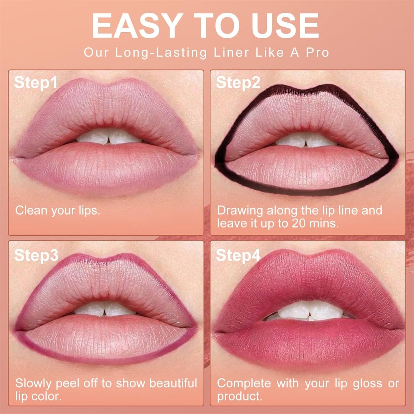 OETUIOW Lip Tint Stain Peel Off - Waterproof Lip Liner Stain, Moisturizing Long-Lasting Lip Stain, Create A Natural Lip Color, Enhancing Complexion for All Skin Types (Nude, 0.12 Fl Oz (Pack of 1))