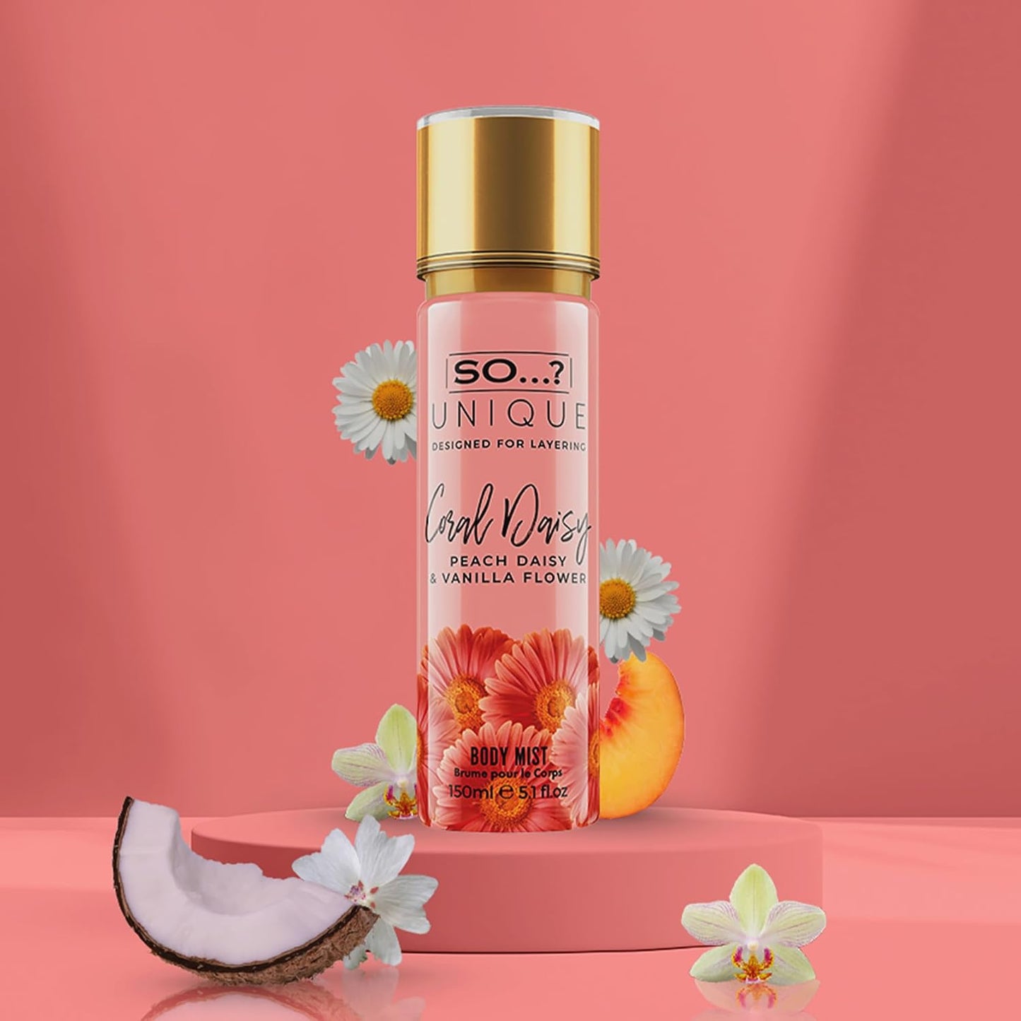 So...? Unique Body Mist - Coral Daisy for Women - 5.1 oz Body Mist - Pack of 3