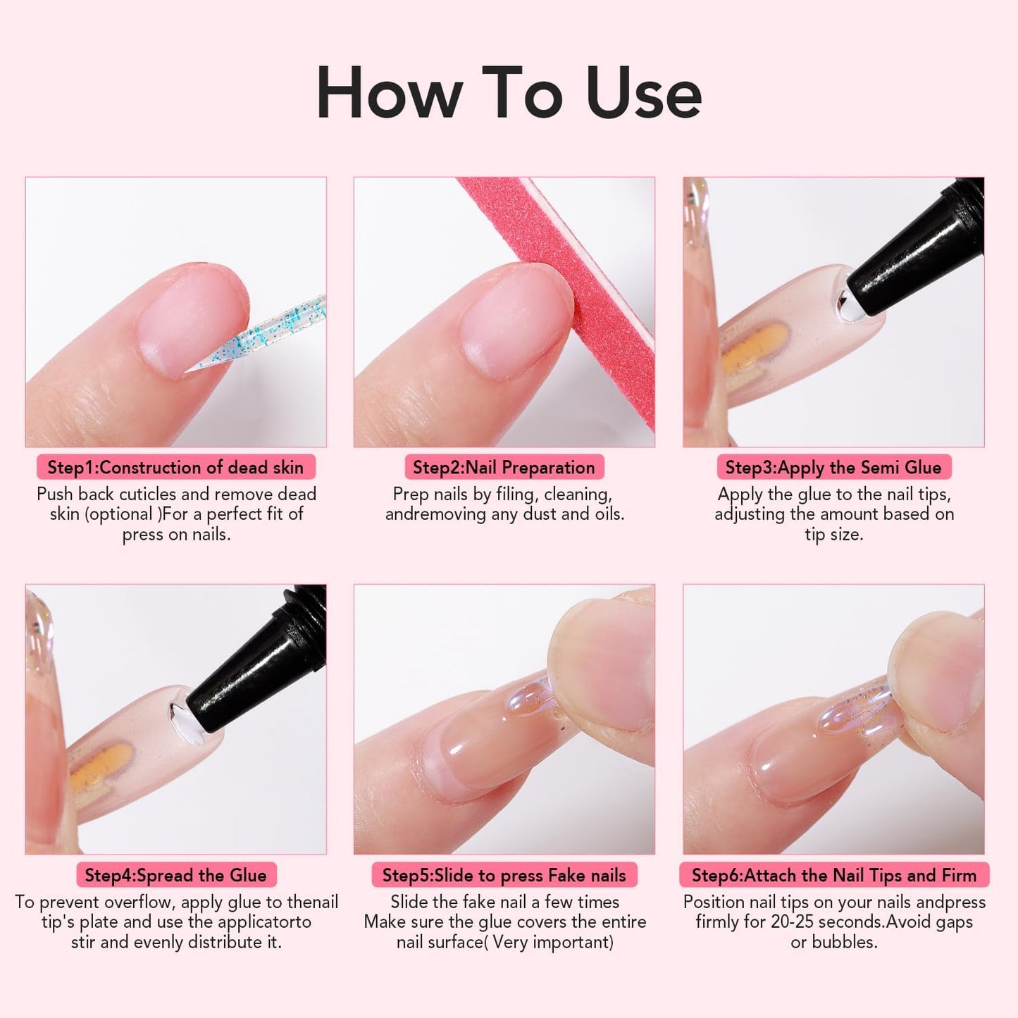 Curvlife Soft Quick Drying 10g Semi Solid Nail Glue with 10ml Remover with Cuticle Pusher Nail Art for Press On Nails Tips No Need for UV Lamp Long Lasting