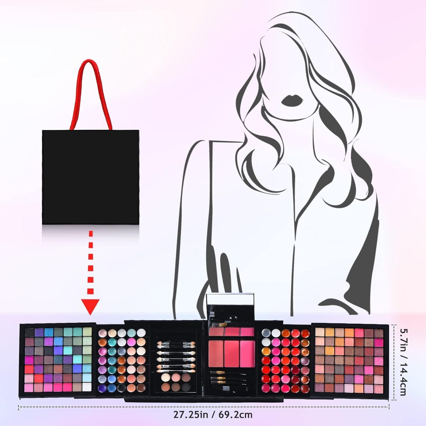 All in One Makeup Kit for Women Full Kit- 177 Color Combination Makeup Set Palette- 119 Eyeshadow,35 Lipstick,6 Powder,14 Concealer,10 Applicators,20 Brushes Set,Make Up Gift Kits for Women Teen Girl