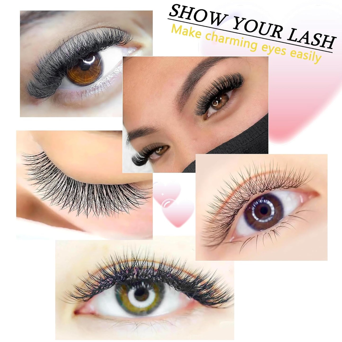 Lash Extensions Three Core Tips 3D Eyelash Extensions W Shape 0.07mm Thickness D Curl 10mm Premade Fans Easy Fan Volume Lashes Matte Black Crisscross(W-3D-Three Core-0.07-D,10mm)