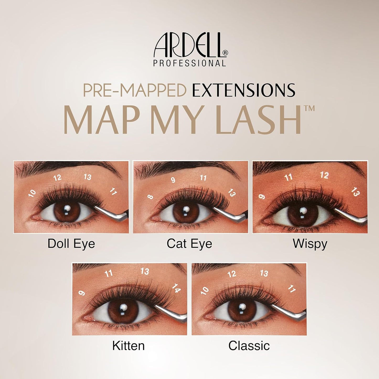 Ardell Pre-Mapped Lash Applicator Tool, Lash Tweezers - 40° Curved Eyelash Tweezers for Precision and Comfort, Easy Application