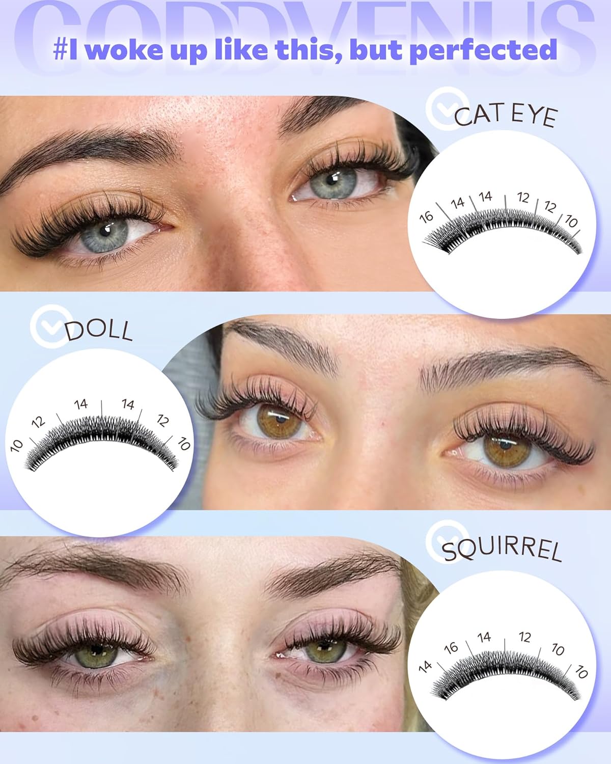 Wispy Lash Clusters Kit Eyelash Clusters Natural Cluster Eyelash Extensions Kit 10-16mm CC Curve Lash Extension Kit For DIY