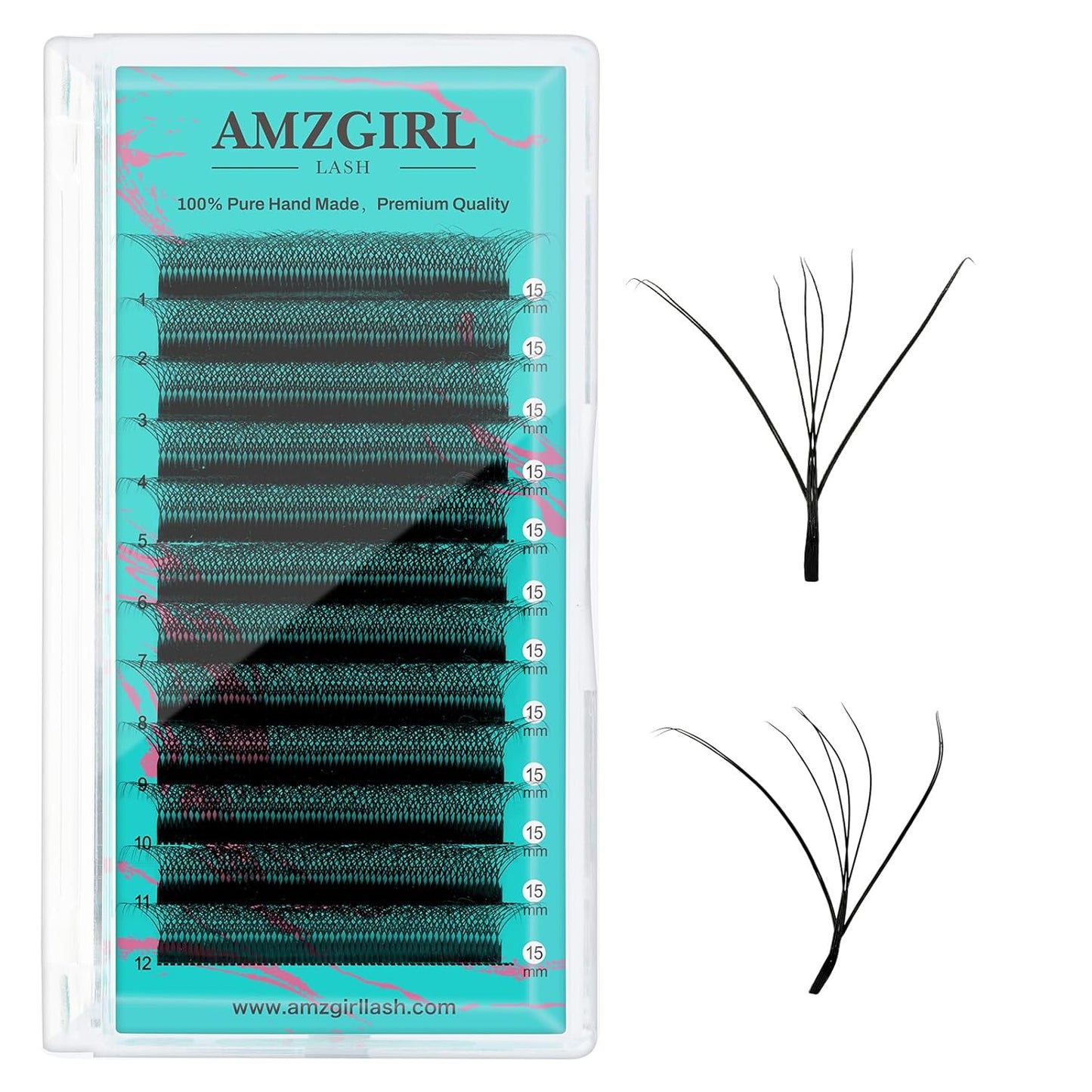 Classic Lash Extensions Cashmere Volume Lash Extensions C Curl 8DW Premade Eyelashes Mixed and Single Tray,Soft and Dense Rapid Blooming Lashes,Eyelash Extensions for Professional Use(15mm)