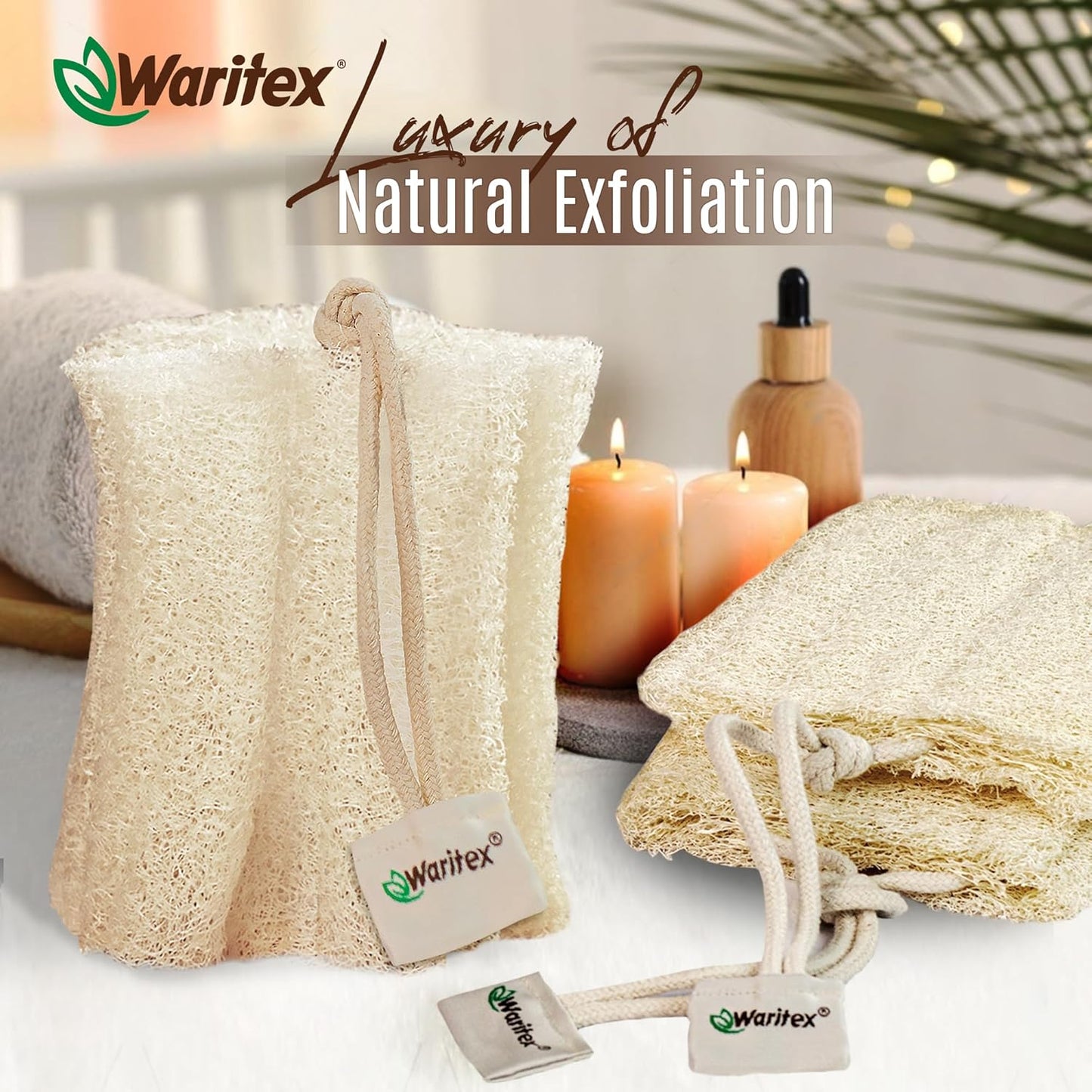Premium Natural Egyptian Loofah Sponges, Made from 100% Natural Organic Material, Gentle Skin Exfoliation, and Full-Body Spa Experience – Eco-Friendly Loofah 2 Count (1 Pack)