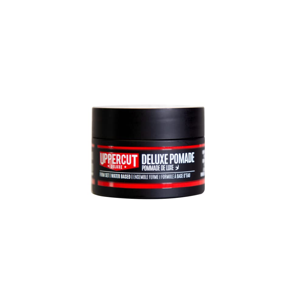 UPPERCUT DELUXE Deluxe Pomade, 0.9 oz / 30g - Strong Hold, High Shine Hair Pomade – Water-Based, Easy Washout – Classic Barber Styling for Slick Backs, Side Parts & Pompadours