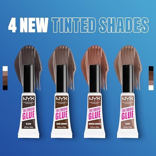 NYX PROFESSIONAL MAKEUP The Brow Glue, Extreme Hold Tinted Eyebrow Gel - Black