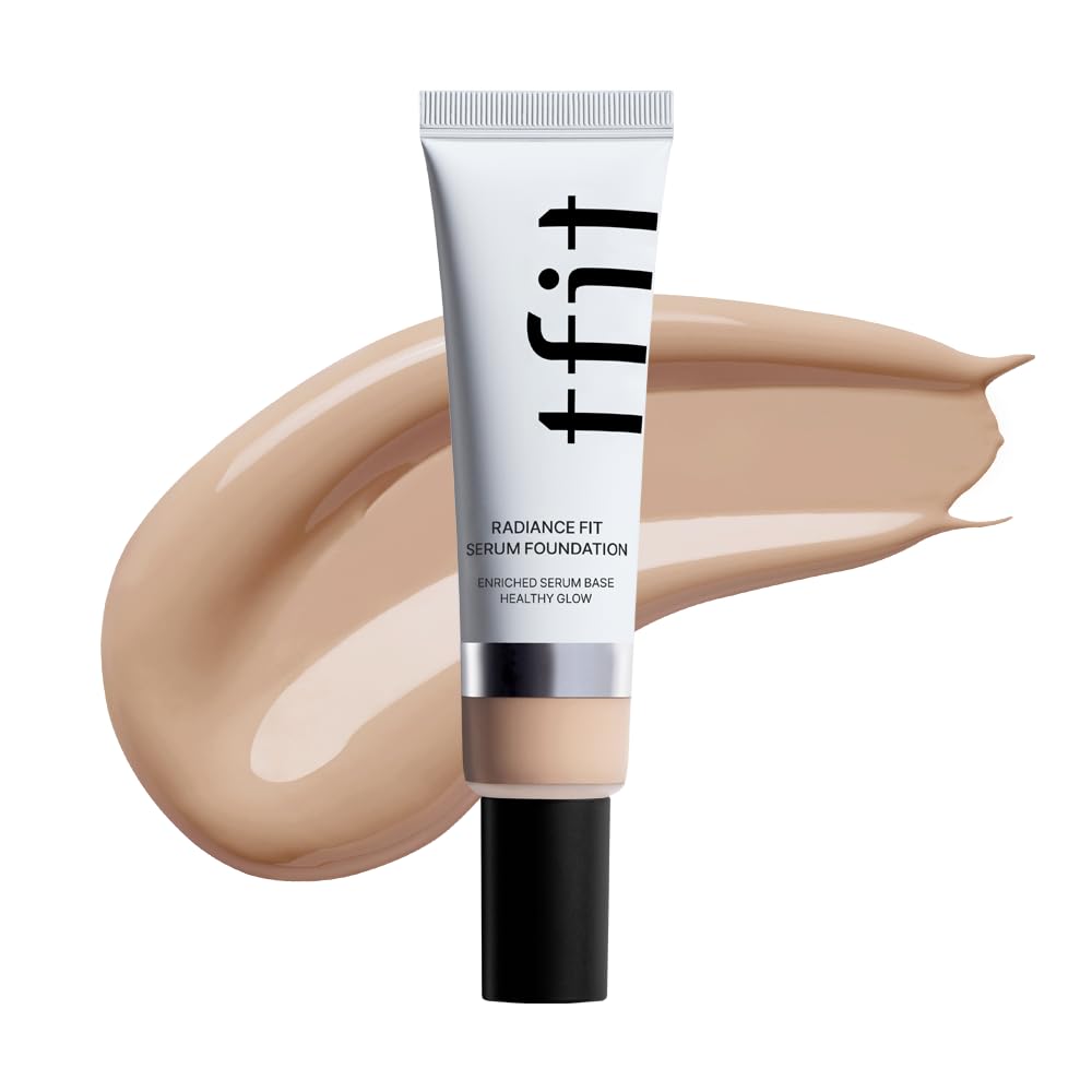 TFIT Radiance Fit Serum Foundation - Flawless Coverage, Dewy finish, Long-lasting, Lightweight, Korean Makeup,1.05 Oz. (C02 Peach, 1.05 Oz.)