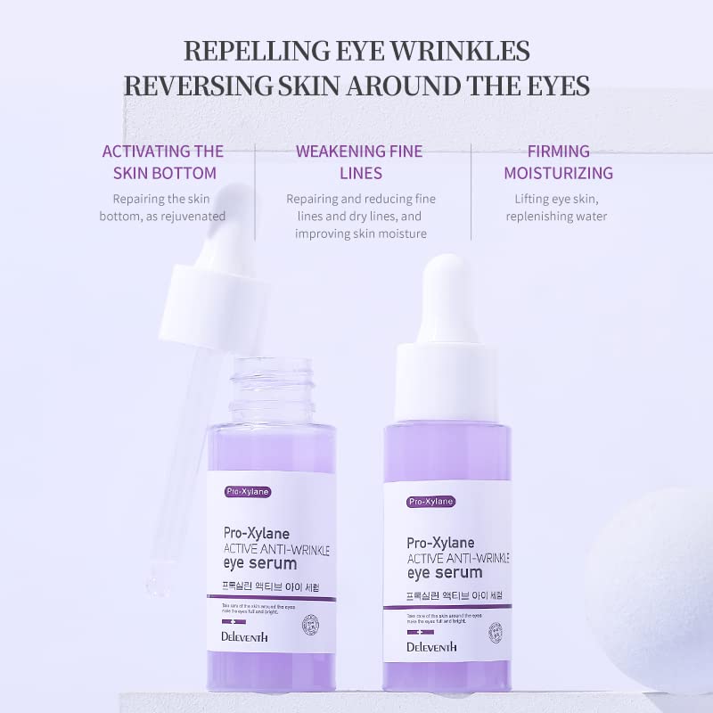 DEleventh Korean Brand Pro-Xilane Active Anti-Wrinkle Eye Serum 30ml / Anti-Aging, Reduces Puffiness, Dark Circles, & Firms Skin, Hydrating, Brightening, and Revitalizing Formula for Youthful Eyes