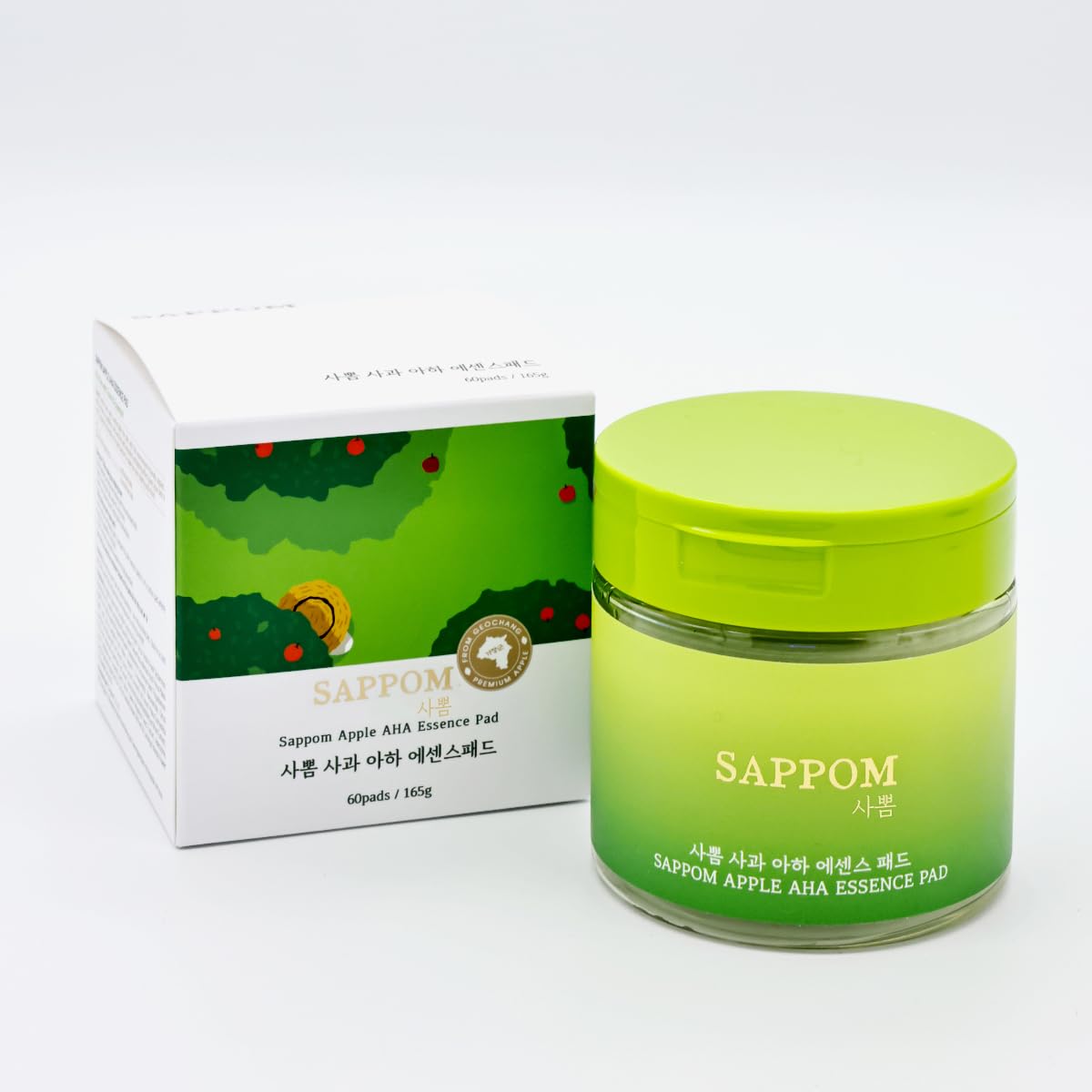 Apple AHA Essence Pad, Green Apple, with AHA, Toner pad, Soothing and Peeling, 60 vegan sheets-for sensitive skin, Hydrating care