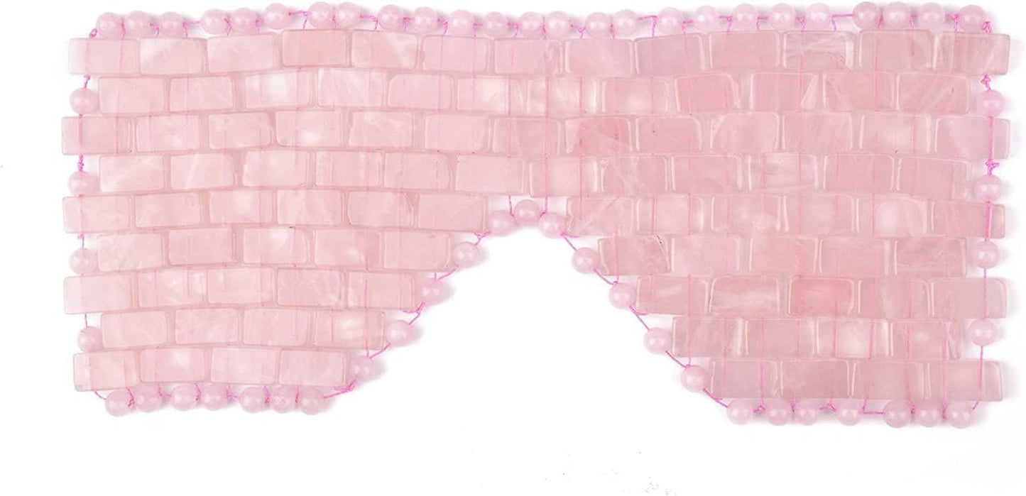 Rose Quartz Eye Mask, Cooling Jade Eye Mask 100% All Natural Crystal Eye Mask for Facial