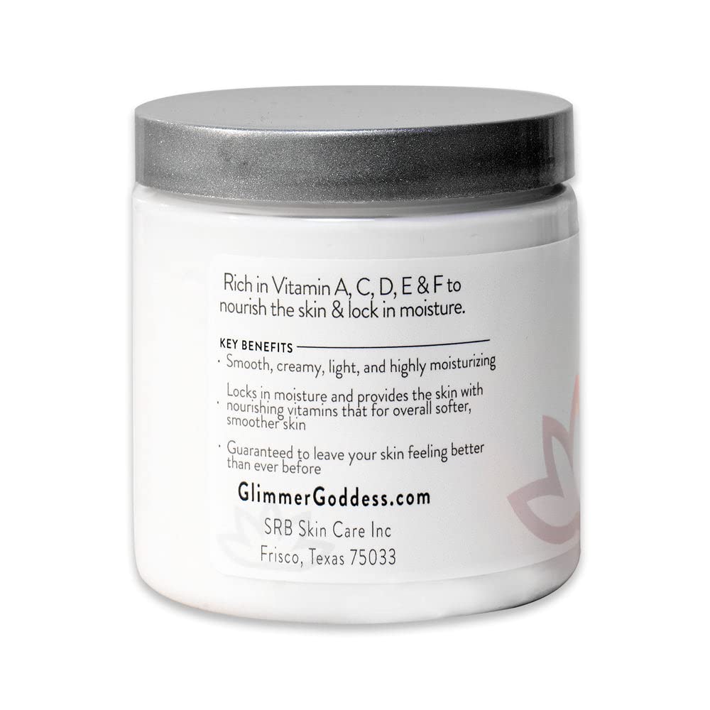 Glimmer Goddess Organic Whipped Body Butter for Women - Moisturizer Cream with Shea & Cocoa Butter, Almonds & Coconut Oil - Cinnamon Apple Spice, 8oz