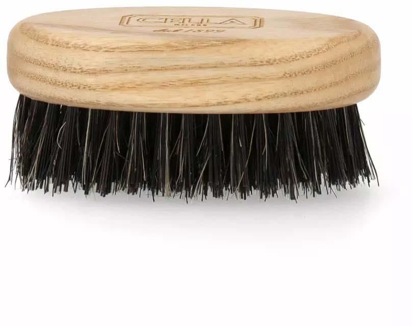 Cella Milano, Beard & Mustache Brush – Handmade in Italy with Boar & Nylon Bristles – Grooming Brush for Men’s Facial Hair, Tames & Softens Beard, Anti-Static Wood Handle