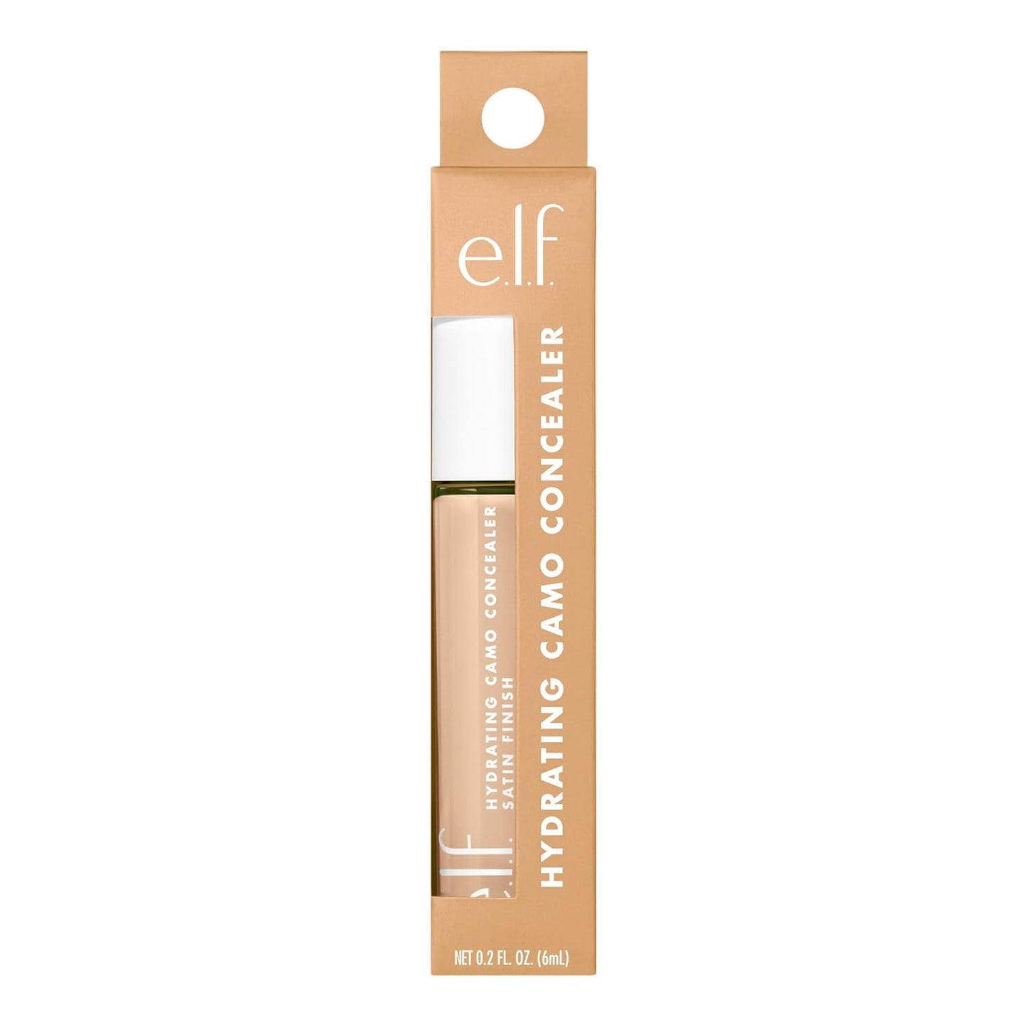 e.l.f. Hydrating Camo Concealer, Covers Blemishes & Under-Eye Circles, Full-Coverage & Delivers A Satin Finish, Vegan & Cruelty-Free, Medium Beige
