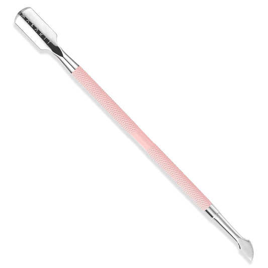 Makartt Cuticle Pusher, Pink Cuticle Remover, Professional Stainless Steel Nail Cleaner Dual Ended Spoon Pusher and Cutter Cuticle Care Nail Prep for Manicure Pedicure Nail Art