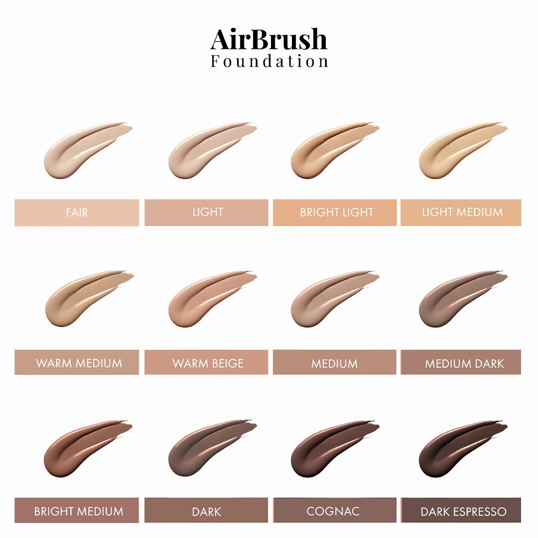MagicMinerals AirBrush Foundation by Jerome Alexander – 2pc Set with Airbrush Foundation and Kabuki Brush - Spray Makeup with Anti-aging Ingredients for Smooth Radiant Skin - Dark Espresso