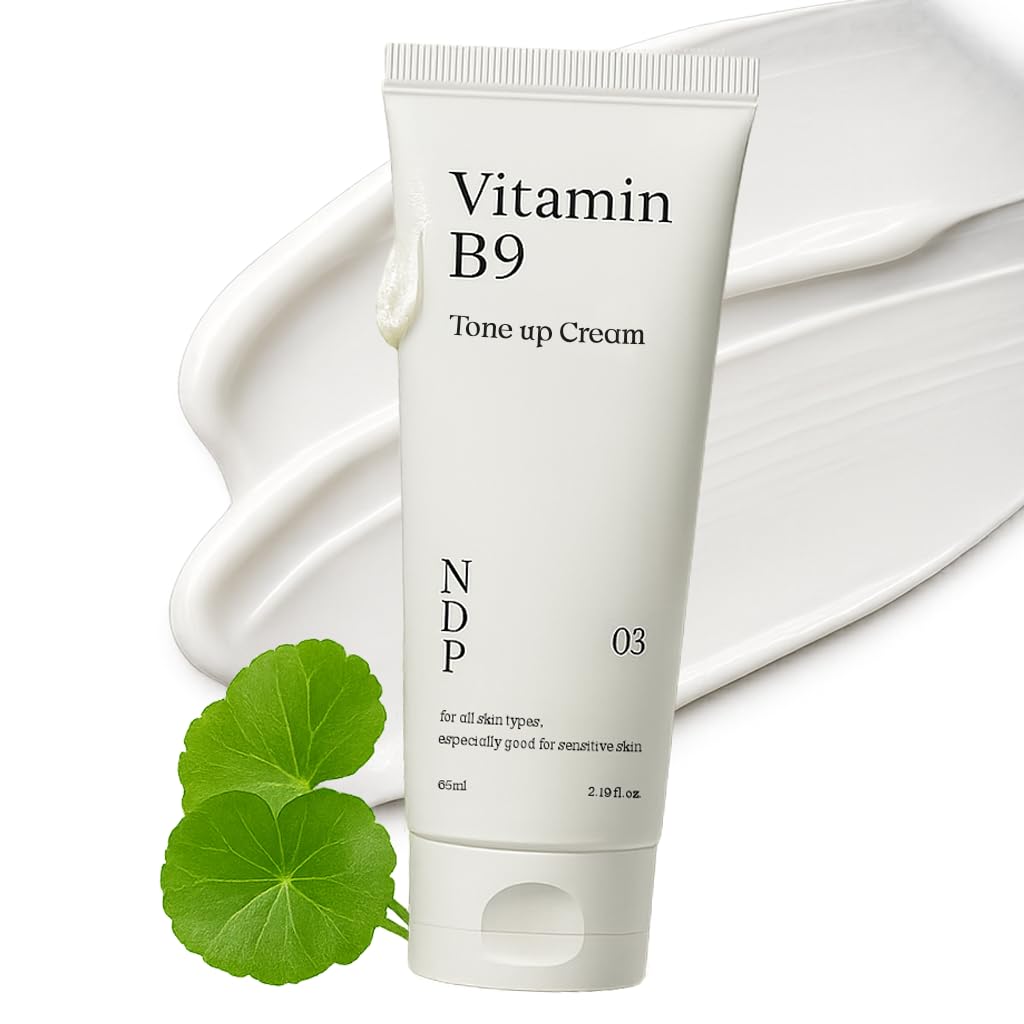 NDP Vitamin B9 Tone-up Cream, Silicone Free Face Primer for Pore Minimizing, 95% Pure Cica Extract, Breathable Skin Formula, Glass Skin & Lightweight, V-Cream Clean K-Beauty (65ml / 2.19 Fl Oz)