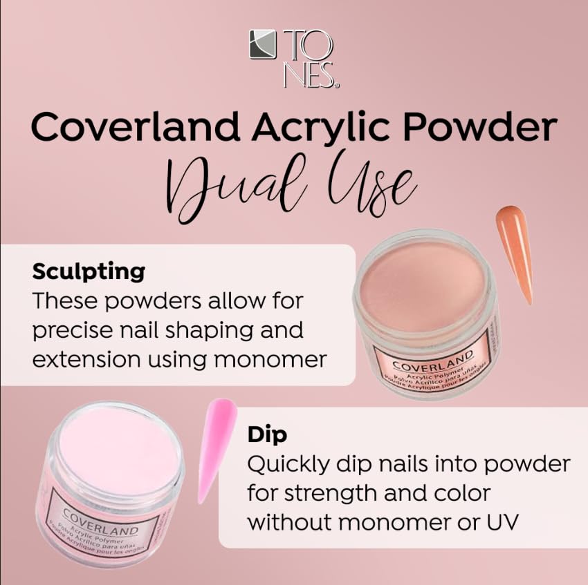 Tones Coverland Acrylic Nail Powder "Candy Cane" - Limited Edition Acrylic Powder for Nail Design, Sculpting, and Masking Nail Bed Imperfections - Professional Acrylic Nail Supplies - (1.5 Oz)