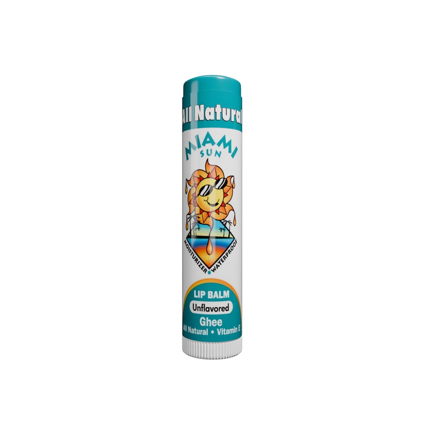 Miami Sun Natural Ghee Lip Balm, Hydrating Lip Treatment with Shea Butter & Beeswax, Organic & Non-Toxic, Best for Dry, Chapped Lips - Moisturizing, Healing, Chemical-Free Lip Care (1 Count, Natural)