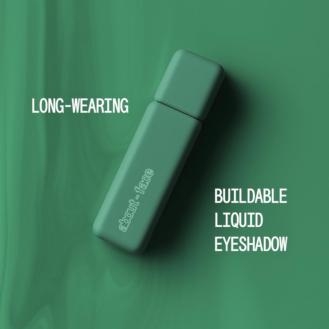 about-face Matte Fluid Eye Paint Crocodile Rock – High-Pigment Liquid Eyeshadow, Long-Lasting, No-Budge Matte Finish, Vegan & Cruelty-Free (Intense Teal)