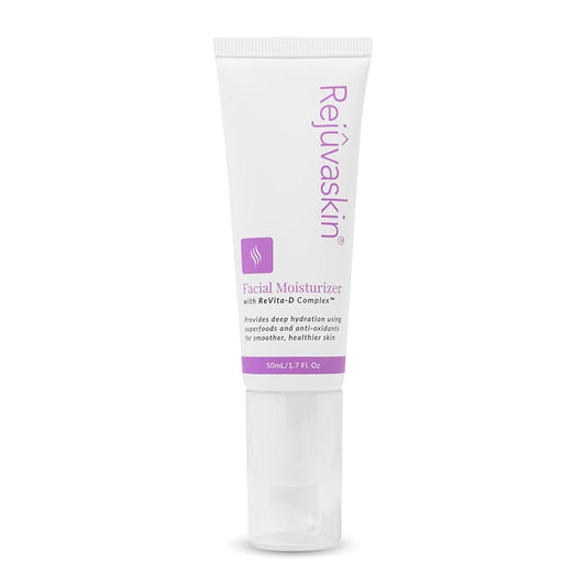 Rejuvaskin Facial Moisturizer With Revita-D Complex, Daily Face Moisturizer for Dry Skin, Reduces Wrinkles, Non-Greasy Hydrating Cream for Men & Women, Paraben-Free, 1.7 oz