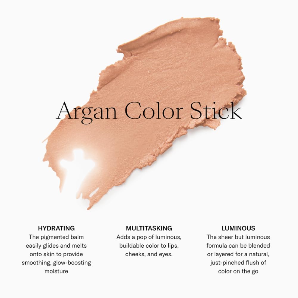 Josie Maran Color Stick & Lip Gloss Makeup Set - Argan Oil-Based Makeup Balm for Lips, Cheeks & Eyes + Hyaluronic Acid Infused Plumping Lip Gloss (2 Piece Set)