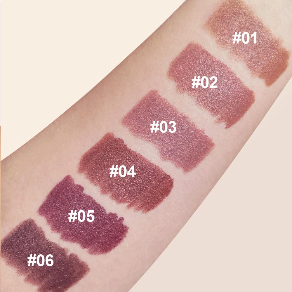 Matte Lipstick Crayon for Women, Warm Brown 24 Hour Lipstick Lip Liner Pencil, Neutral Lip Stick Lipliner Long Lasting Waterproof Smudge Proof, Vegan & Cruelty-Free, 02