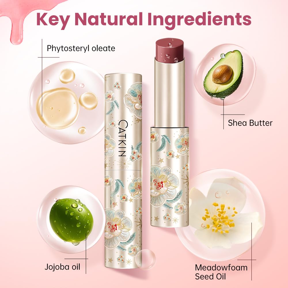 CATKIN Glossy Lip Balm Ultra Hydating Glow Lip Tinted Jelly Plumping Melting Balm Shea Butter Repair Soothing For Dry Lips 0.12 oz C08 MAPLE
