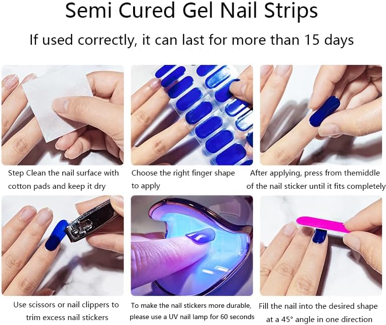 Semi Cured Gel Nail Strips with Red Broken Glass Pattern Designs Gel Nail Strips Glossy Stickers Salon Quality & Easy to Use for Women 20 Pcs