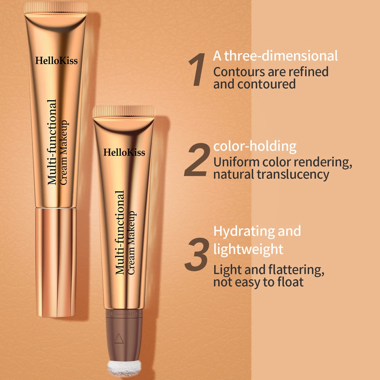 3PCS Liquid Contour Beauty Wand, Liquid Blush Highlighter Makeup Stick with Applicator, Cream Bronzer Stick Natural Matte Finish, Lightweight Blendable Cream Contour Highlighter Blush Wand