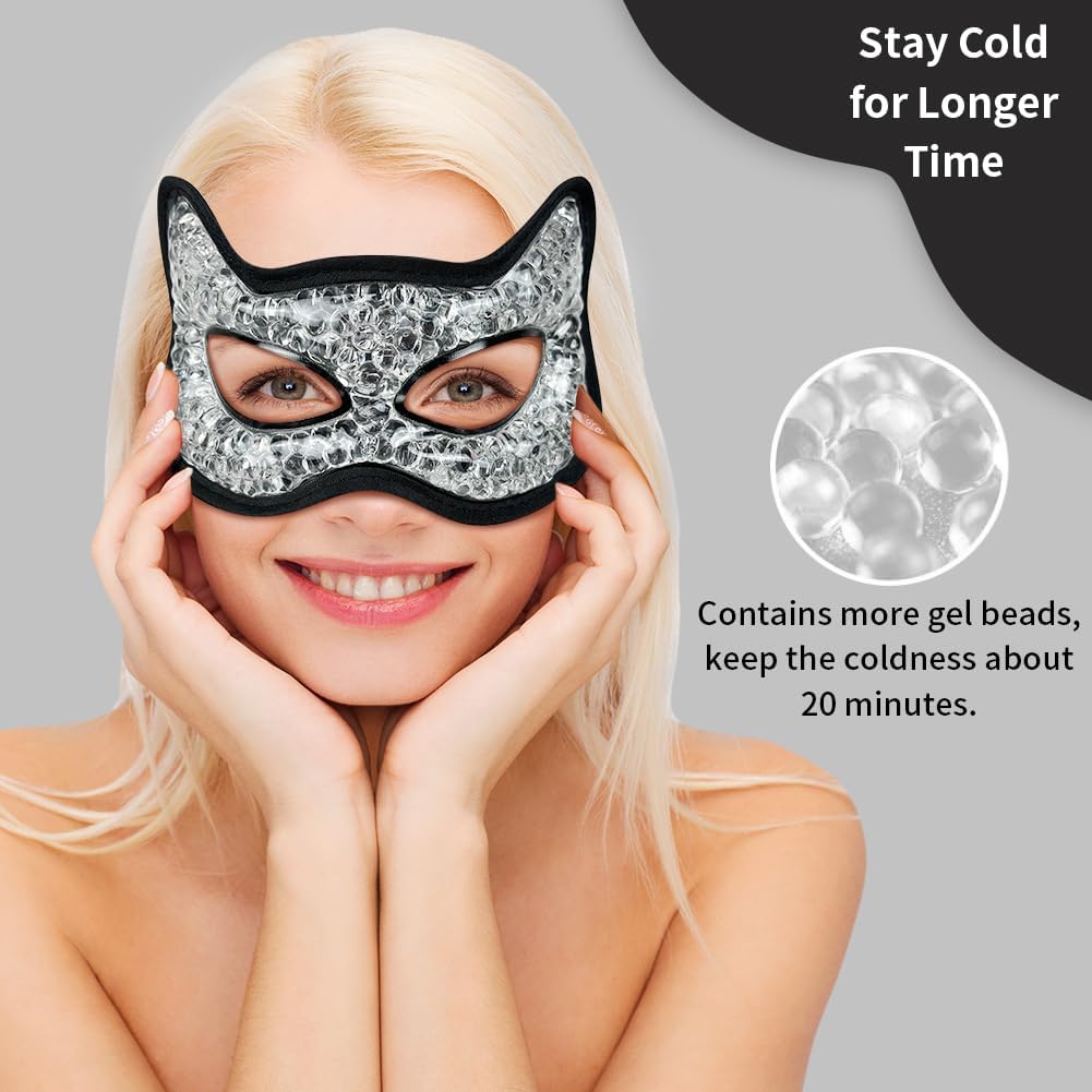 Cooling Eye Mask, Gel Eye Mask Hot Cold Use, Cold Eye Mask for Puffy Eyes, Dry Eyes, Headaches, Migraines, Sinus, Dark Circles (2 Black)