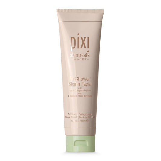 Pixi In-Shower Steam Facial | Gel-to Oil Cleanser for Radiant Skin | Deeply Nourishes, Softens & Tones | Self-heating for Use in Shower or Bath | 4.6 fl oz/ 135 ml