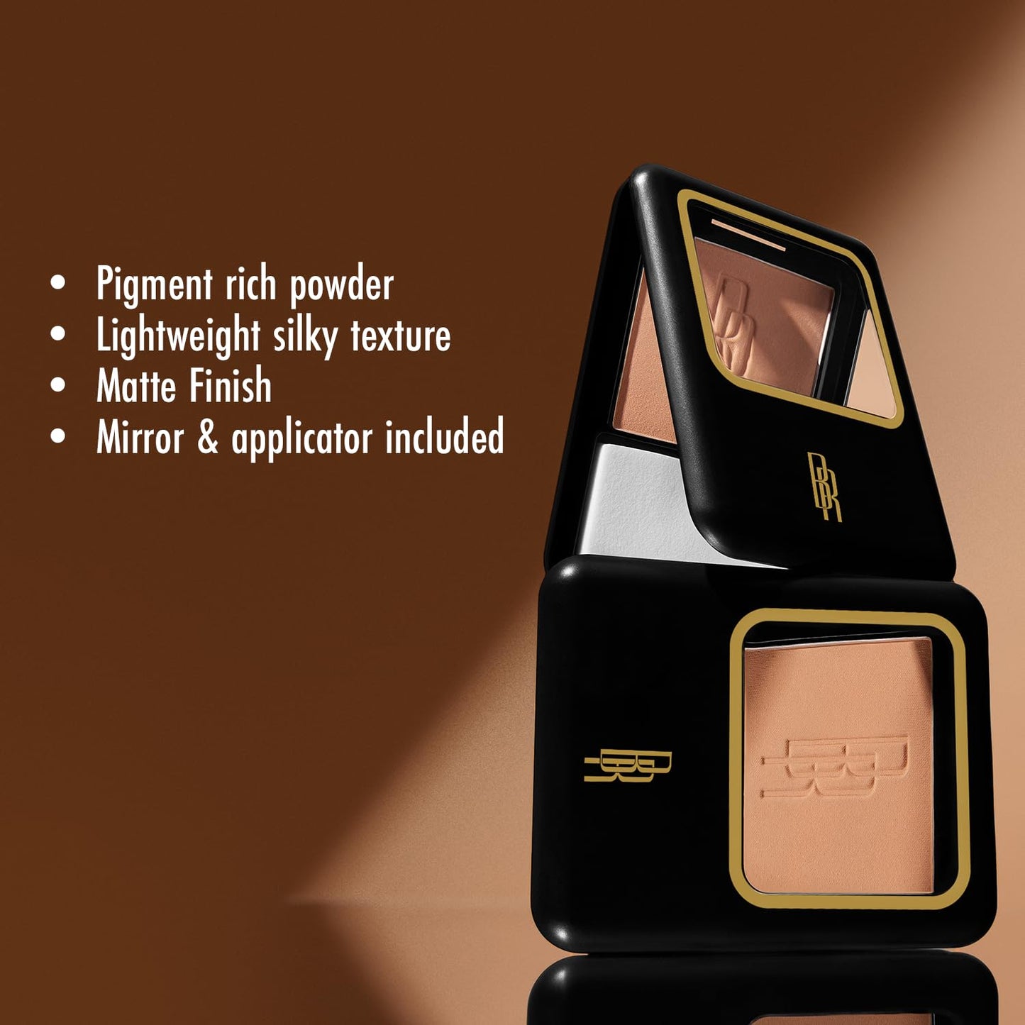 Black Radiance Pressed Powder, Buildable & Blendable Matte Finish Shine Control Compact with Mirror & Applicator, Cruelty-Free & Vegan - Crème Fresh