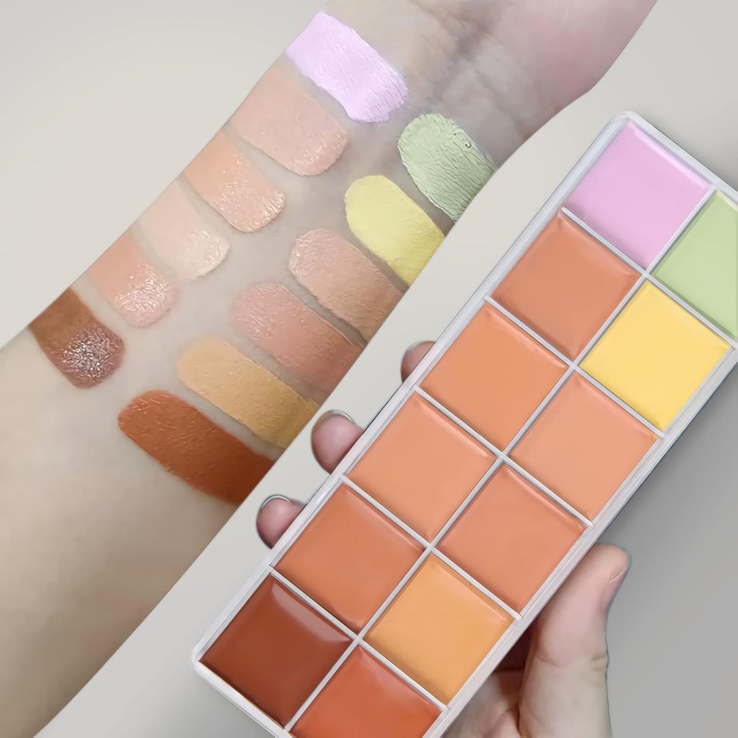12 Color Correcting Concealer Palette, Cream Color Corrector Contour Makeup Palette，Contouring Foundation Highlighting Concealer Palette for Conceals Dark Circles, Redness, Acne, Blemish