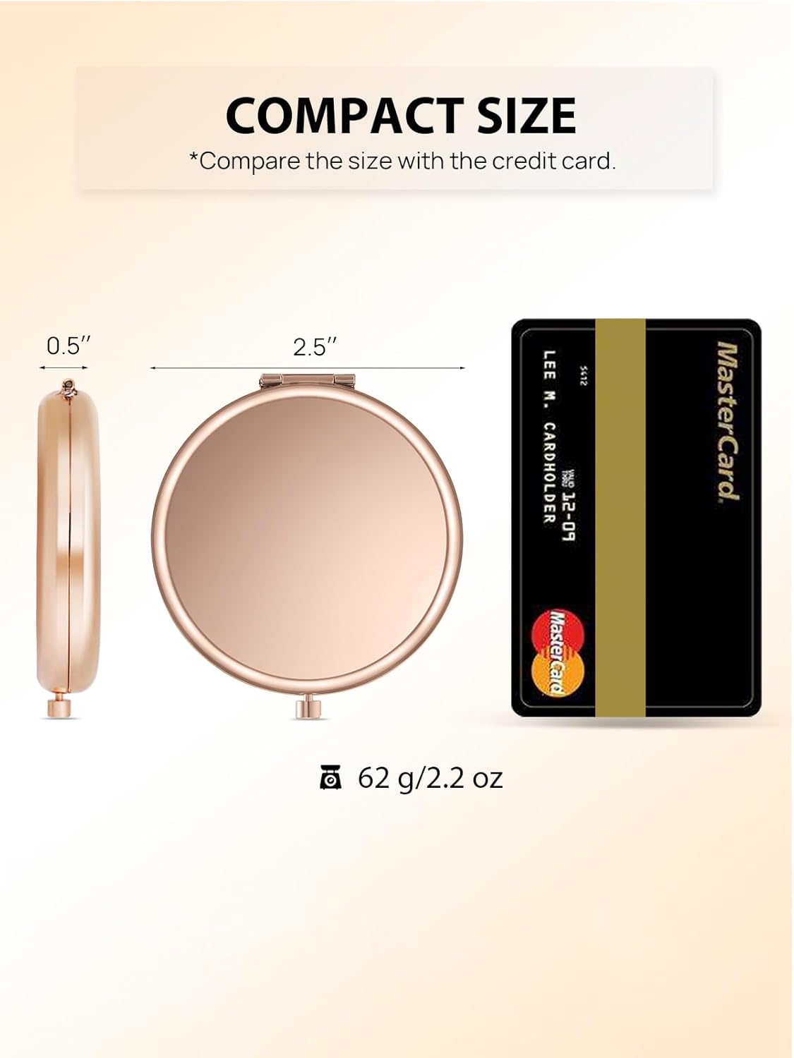 Compact Mirror for Purse, Set of 24 Double-Sided 1X/2X Magnifying Metal Pocket Makeup Mirrors(Round, Rose Gold)